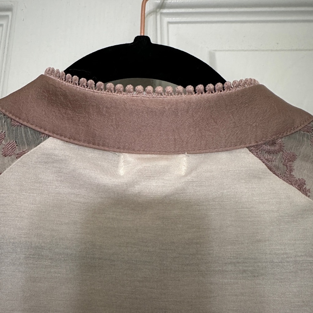Tiny by Anthropologie Lace Bib Blouse in Pink and Cream NWOT - Picture 5 of 11